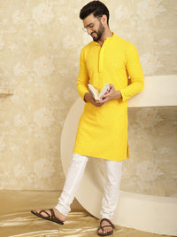 SOJANYA Ethnic Motifs Embroidered Sequined Pure Cotton Kurta with Churidar