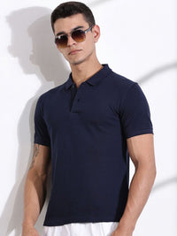 Thomas Scott Men Solid Polo Collar Cotton T-shirt