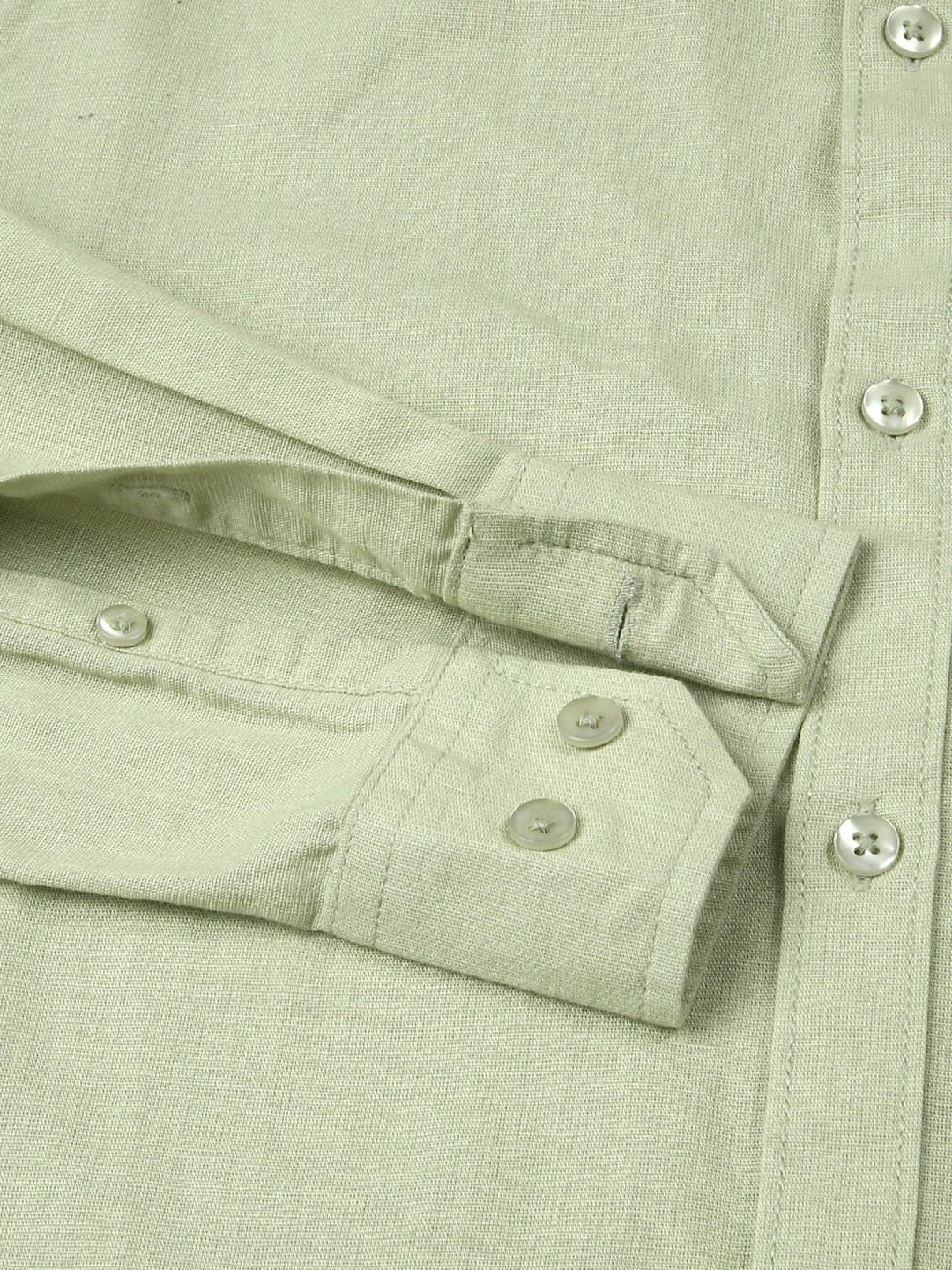 Thomas Scott Premium Cotton Linen Mandarin Collar Slim Fit Opaque Casual Shirt