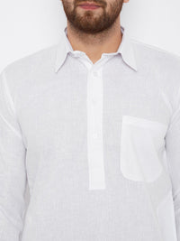 SOJANYA Men White Solid Straight Kurta