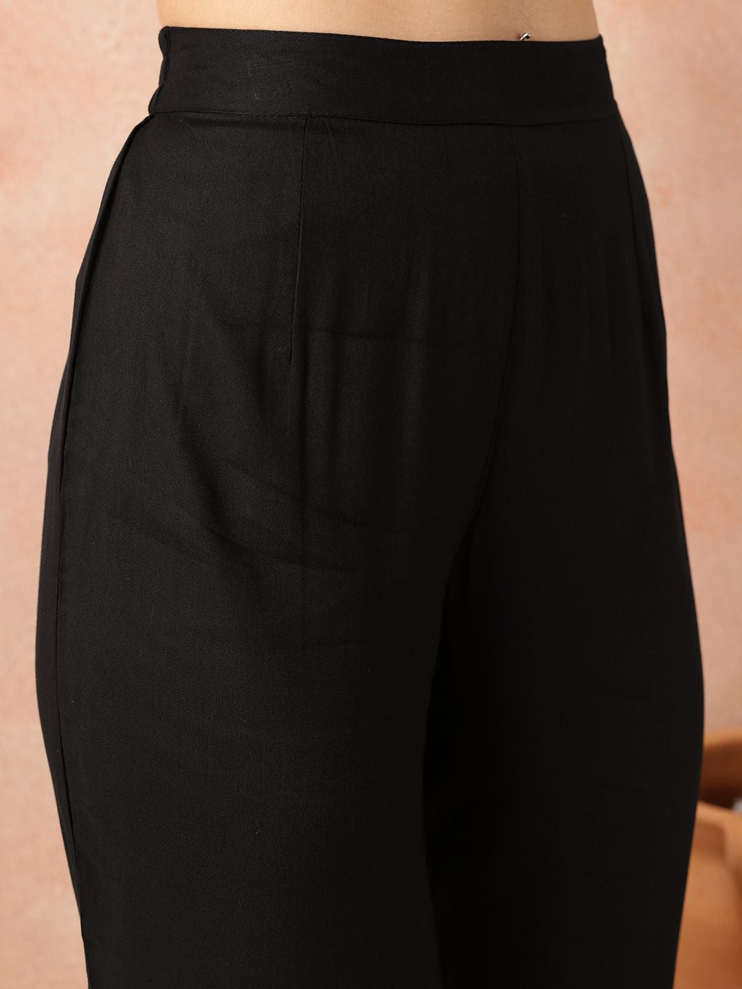 all about you Tie-Up Neck Empire-Style A-Line Kurta with Trousers