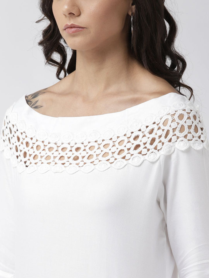 Style Quotient Women Off-White Solid Top
