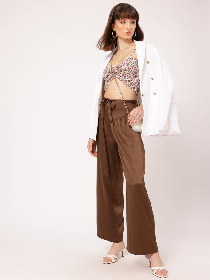 DressBerry Women Graceful Flow Textured Trousers