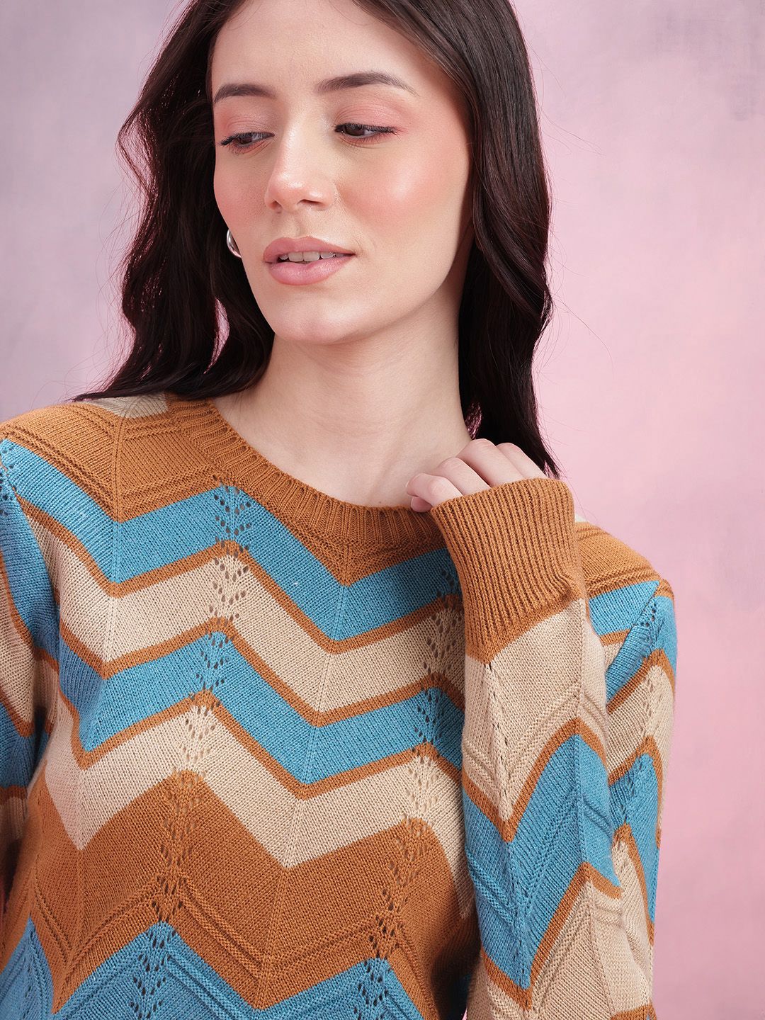 DressBerry Women Chevron Acrylic Pullover