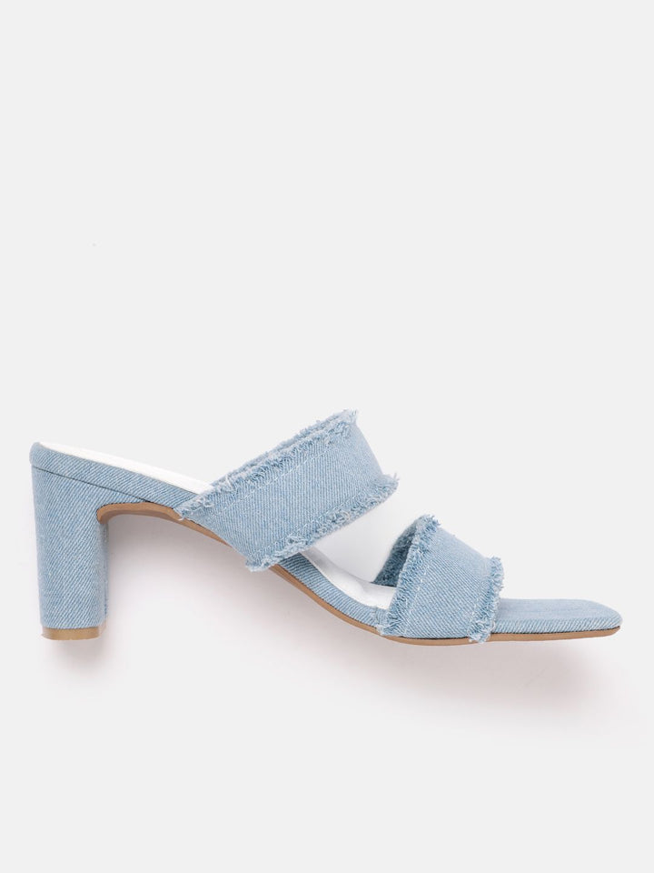 Lino Perros Fringed Denim Block Heels