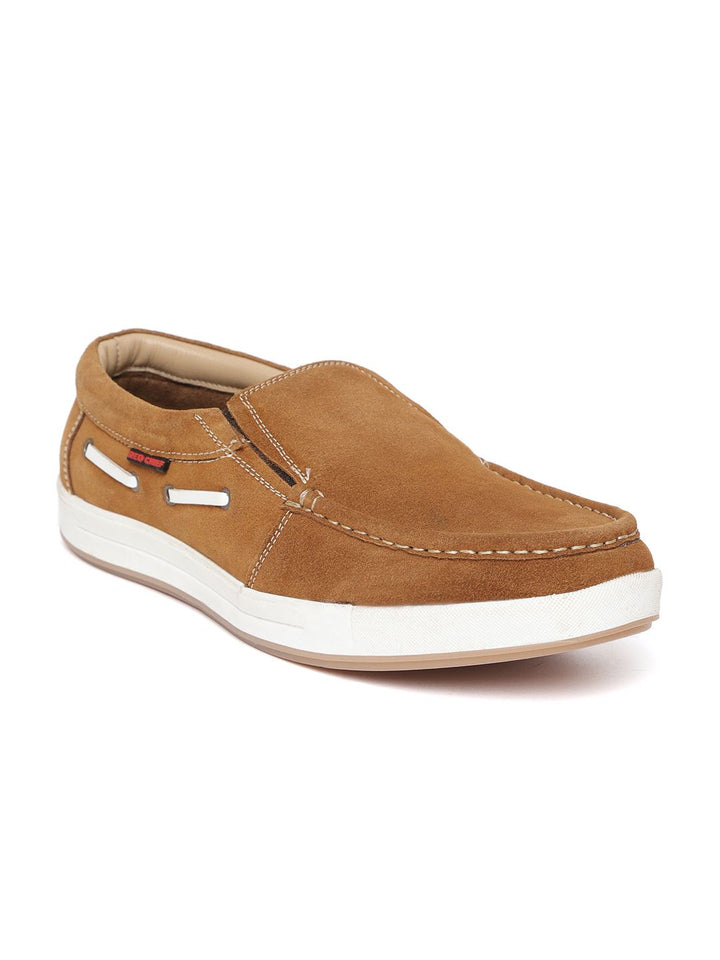 Red Chief Men Brown Suede Slip-On Sneakers