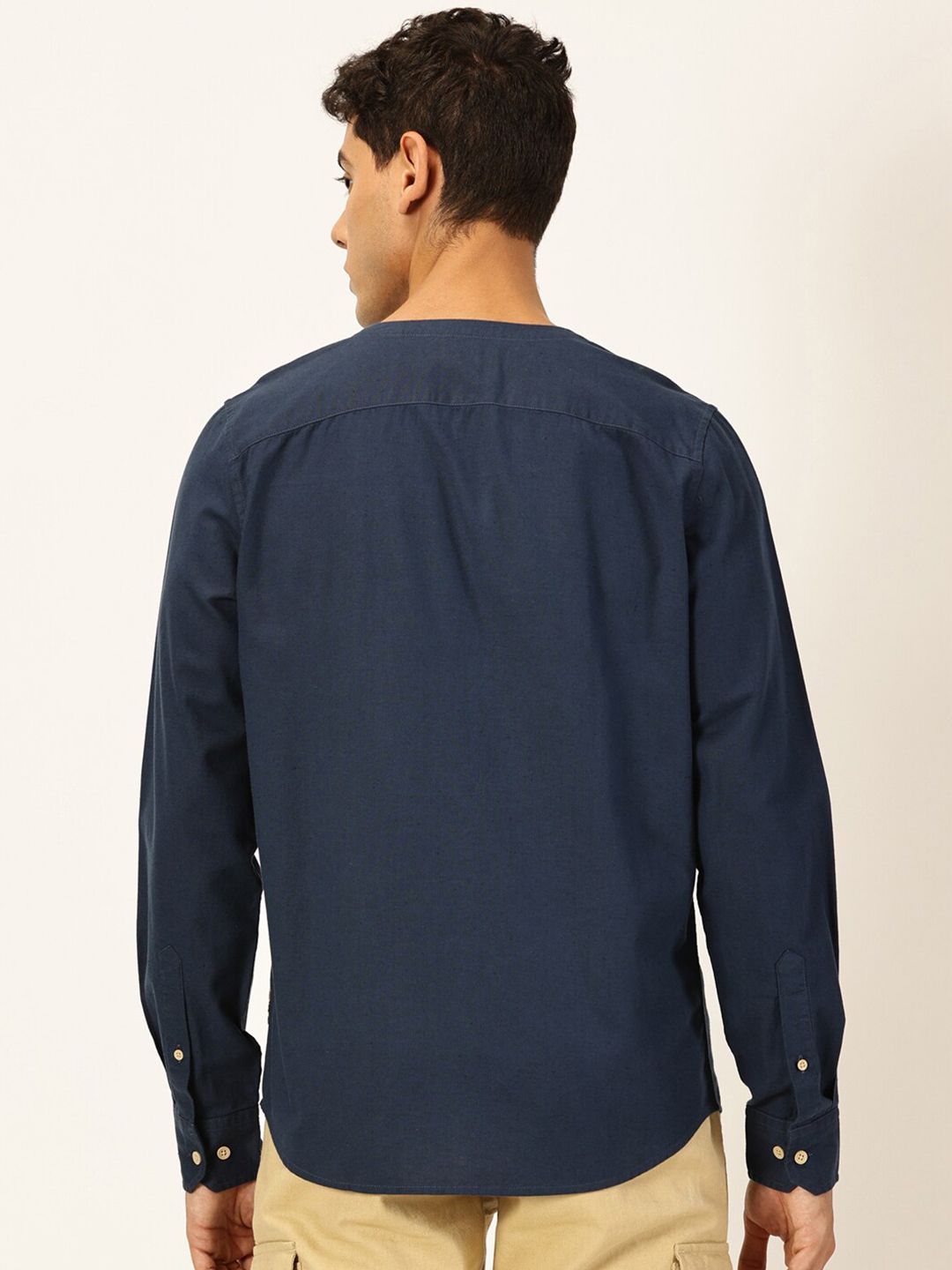 Thomas Scott Men Premium Cotton Linen Slim Fit Opaque Casual Shirt