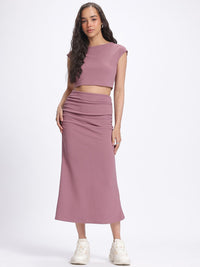 DressBerry Adorable Allure Ruched Detail Textured Crop Co-Ords