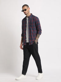 THE BEAR HOUSE Slim Fit Checked Button-Down Collar Casual Shirt