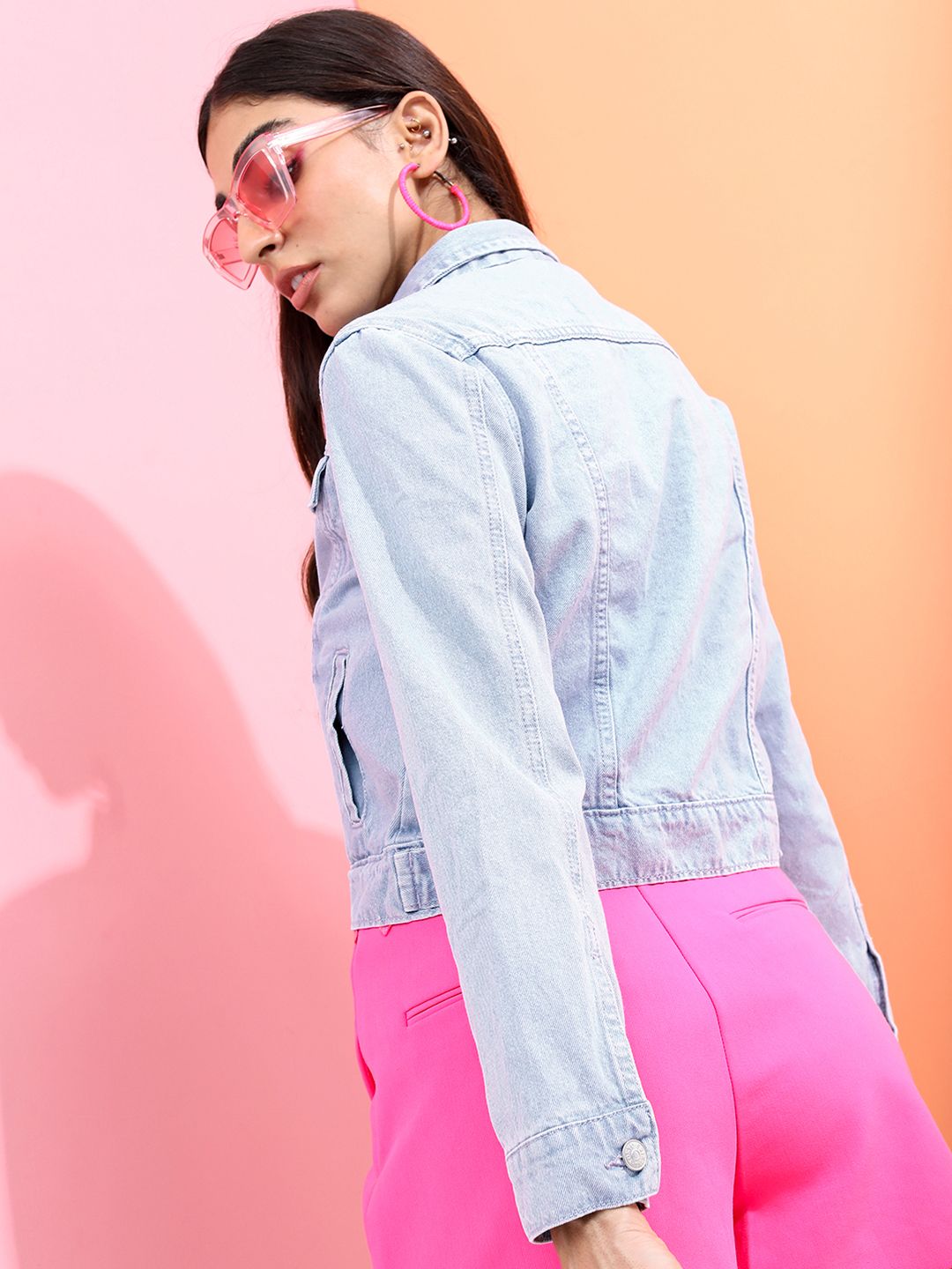 Tokyo Talkies Women Blue Solid Denim Jacket