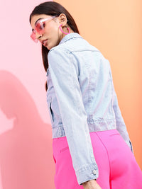 Tokyo Talkies Women Blue Solid Denim Jacket