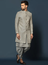 KISAH Men Woven-Design Cotton Indowestern Sherwani Dhoti Set