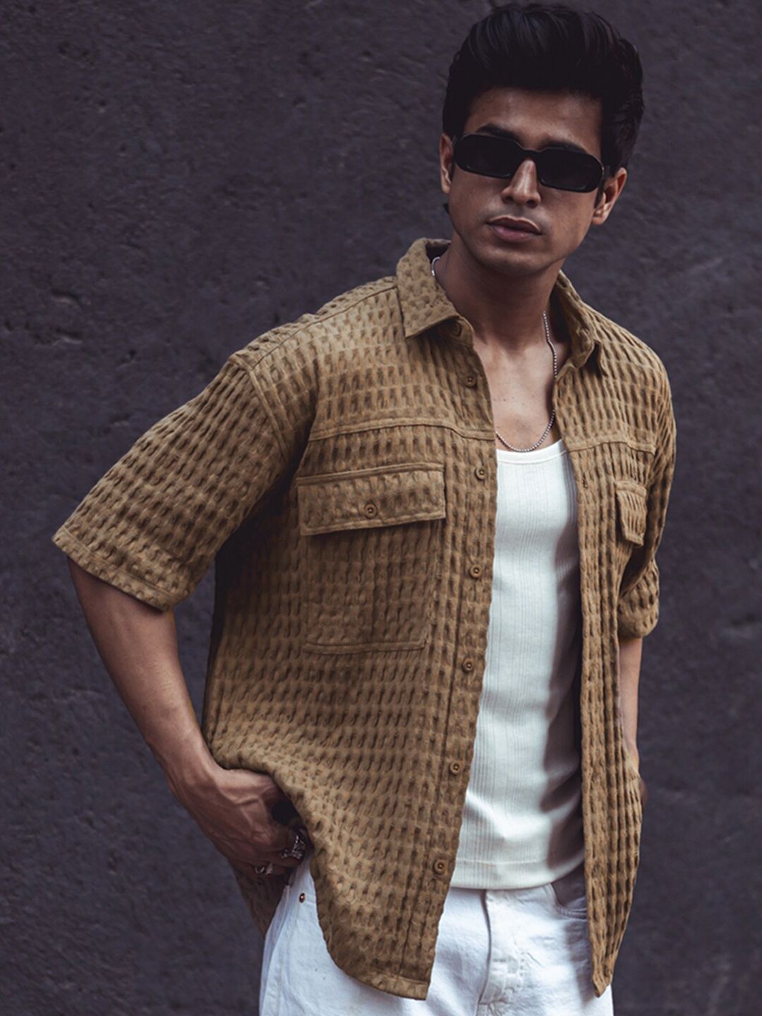Powerlook India Slim Oversized Checked Pure Cotton Casual Shirt