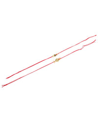 NVR Unisex Set of 2 Pearls Swastik Desgin Thread Rakhi with Roli Chawal Chandan Mishri