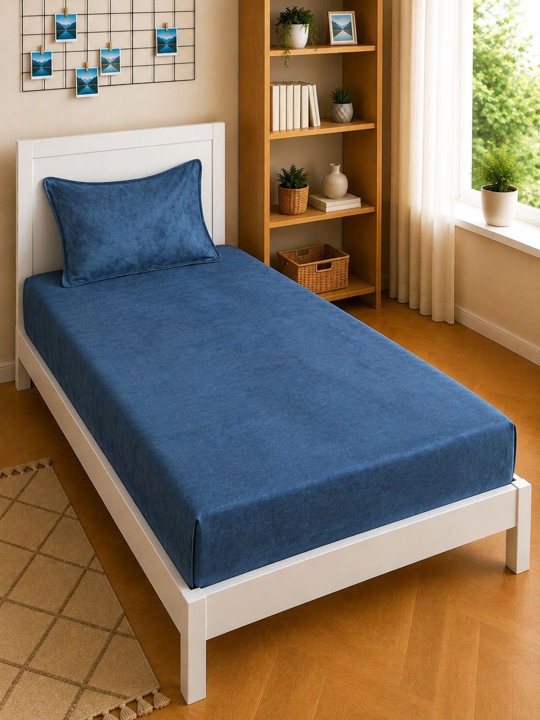 Moda Rapido X KLOTTHE Solid 300 TC Woolen Single Bedsheet with 1 Pillow Cover-225X150 cm