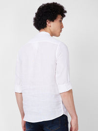 SPYKAR Mandarin Collar Long Sleeves Casual Linen Shirt