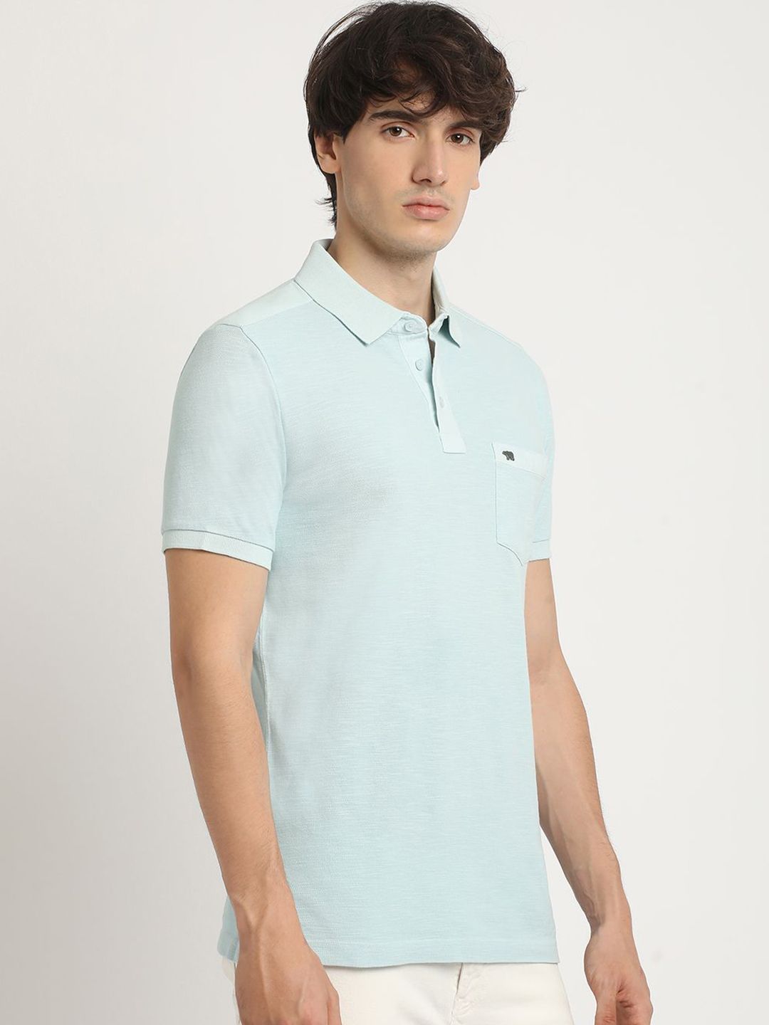 THE BEAR HOUSE Men's Solid Regular Fit Polo T-shirt
