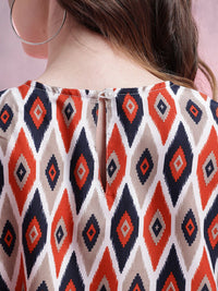 DressBerry Ikat Print Tulip-Style Flared Sleeves Top