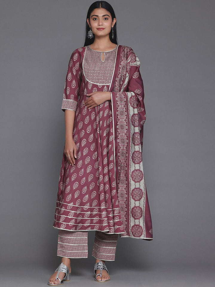 Libas Floral Printed Empire Gotta Patti Kurta with Palazzos & With Dupatta