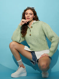 STREET 9 Ribbed Acrylic Crop Pullover