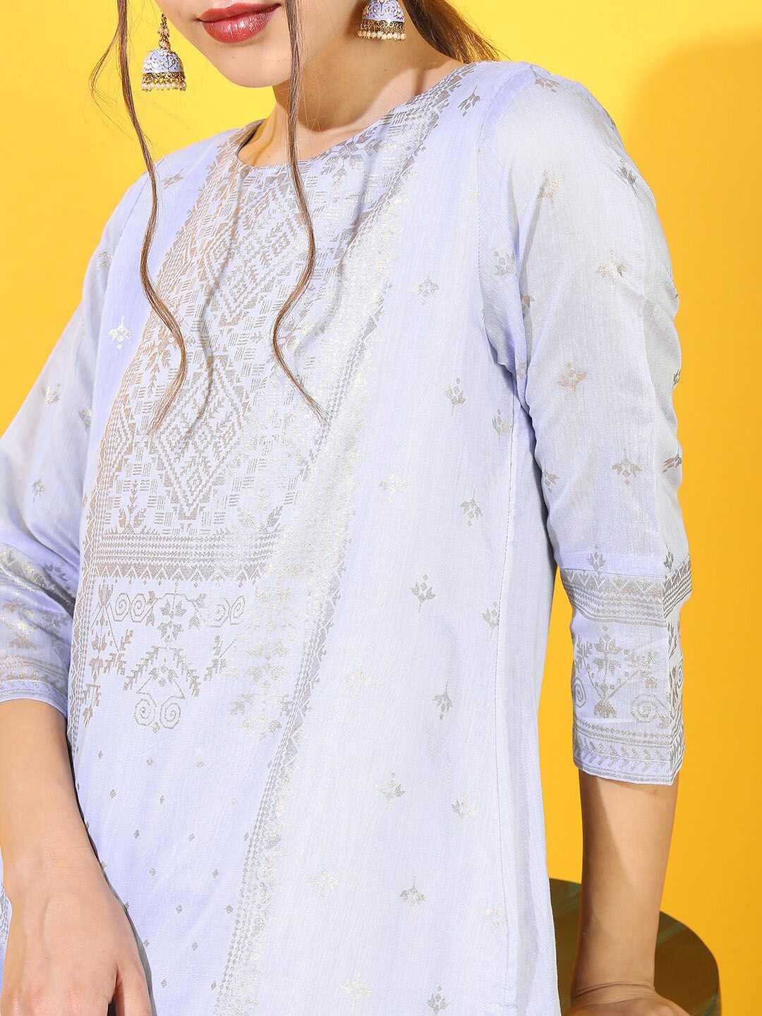 Vishudh Women Blue Ethnic Motifs Printed Kurta