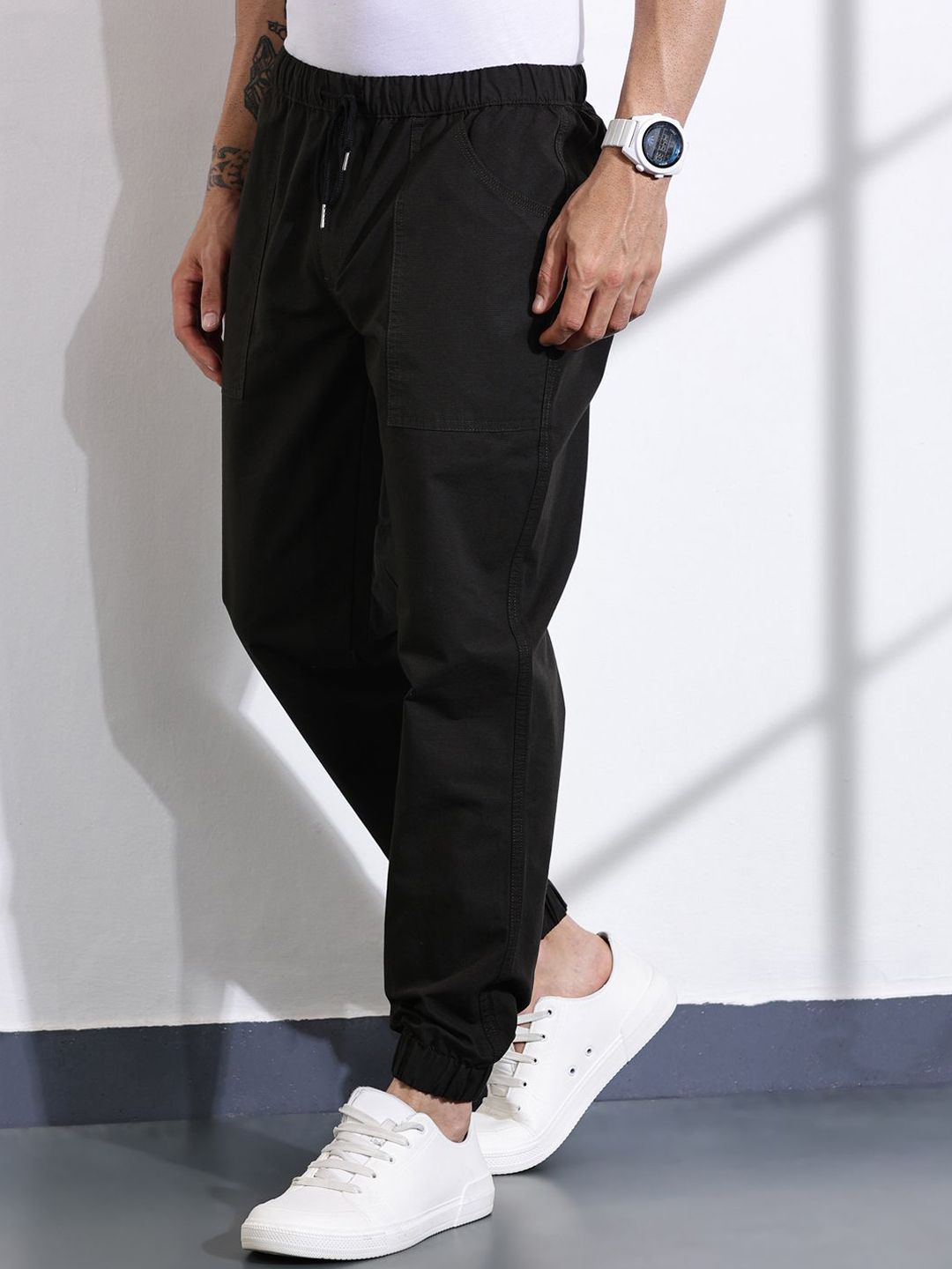 Thomas Scott Men Classic Slim Fit Mid-Rise Cotton Joggers Trousers