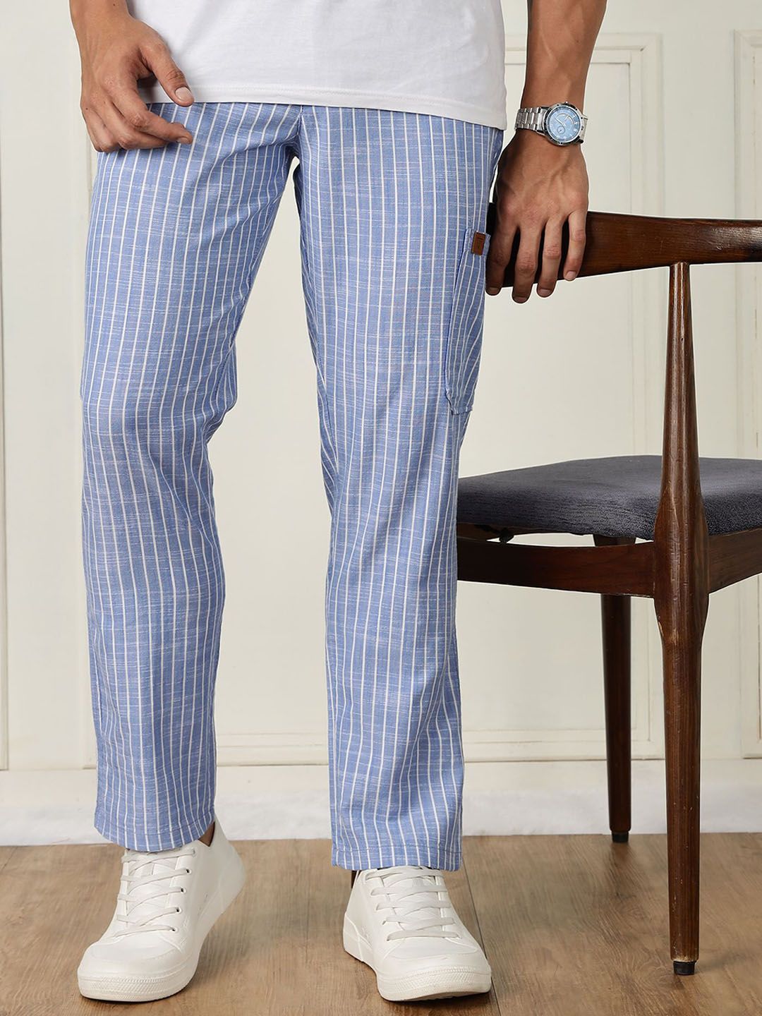 Thomas Scott Men Striped Straight Fit Trousers