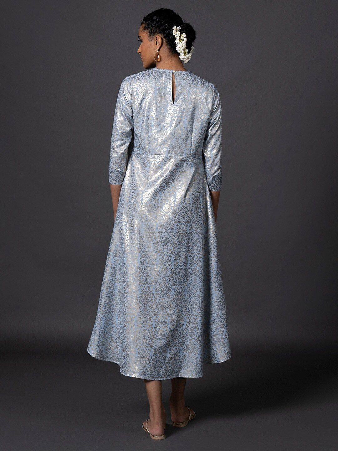 W Blue Ethnic A-Line Dress