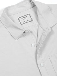 Thomas Scott Men Classic Slim Fit Spread Collar Solid Cotton Knitted Shirt