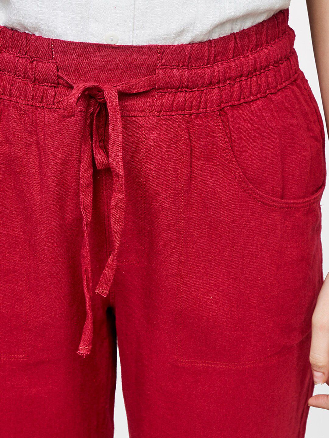 AND Women Red Straight Fit Trousers
