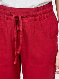 AND Women Red Straight Fit Trousers