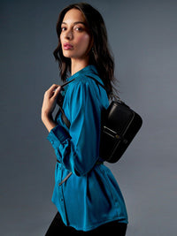 AND Cuffed Sleeves Shirt Style Top