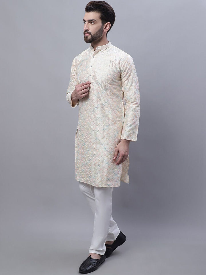 SOJANYA Embroidered Thread Work Kurta With Churidar With Nehru Jacket
