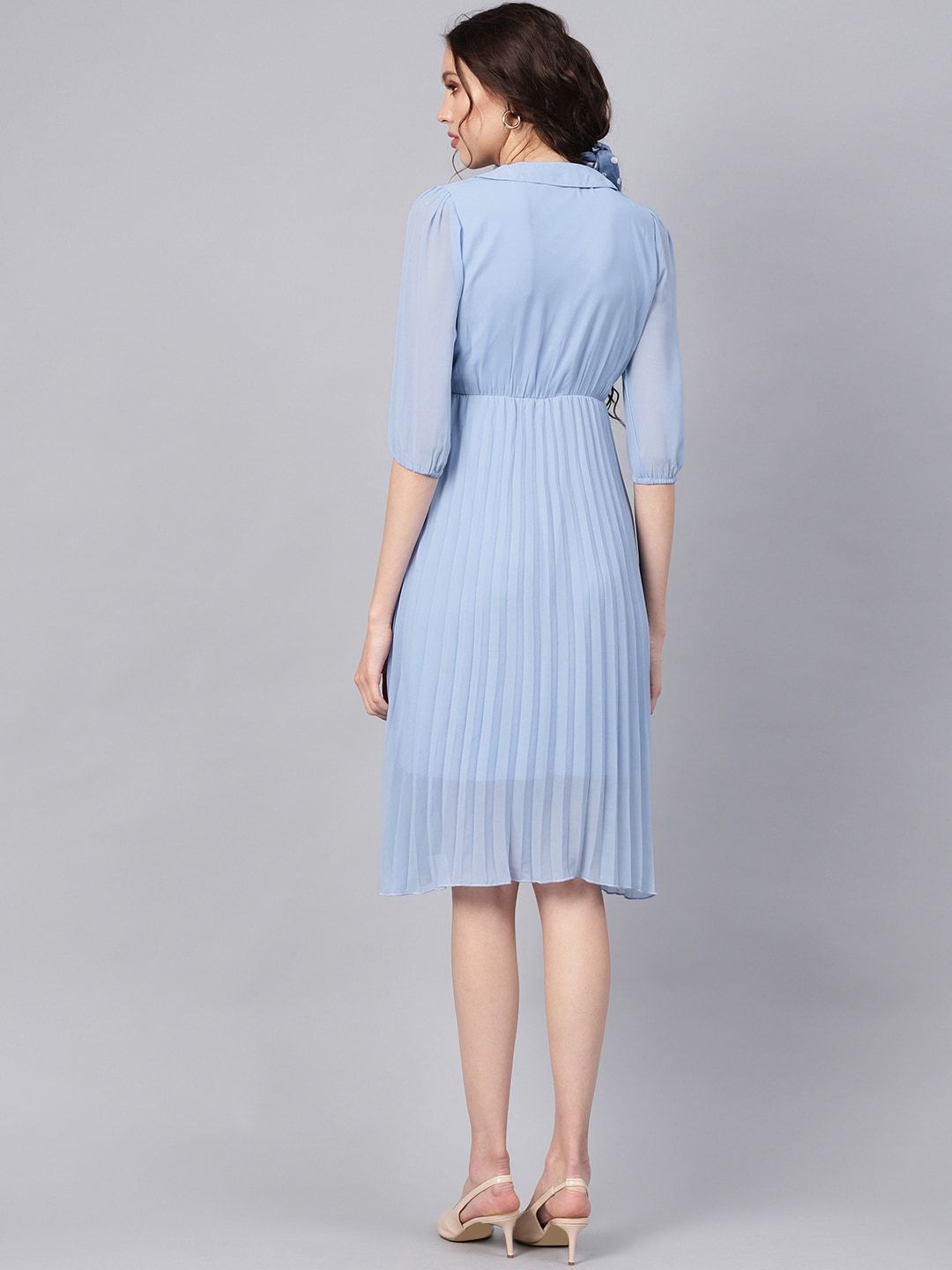 SASSAFRAS Sea Wash Peterpan Collar Pleated Dress