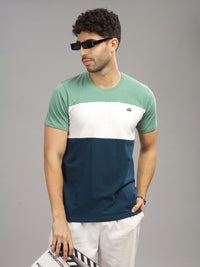 ADRO Colourblocked Regular Fit Cotton T-shirt