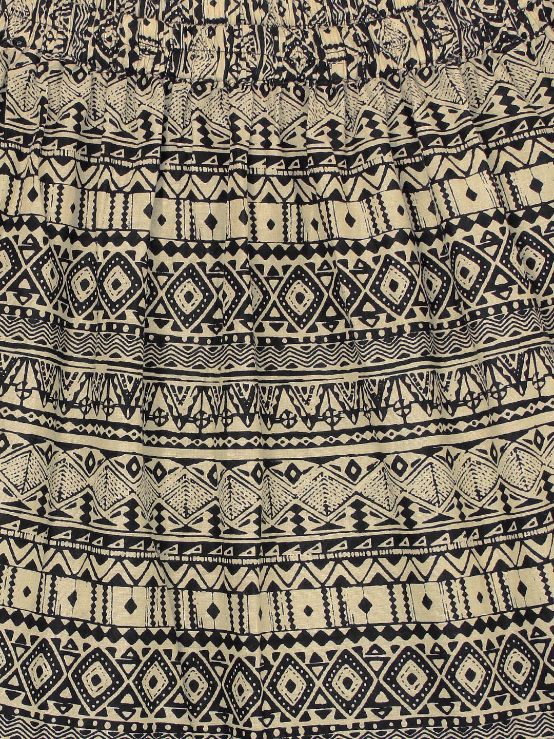 Gerua By Libas Women Cream-Coloured  Black Printed Kurta with Skirt
