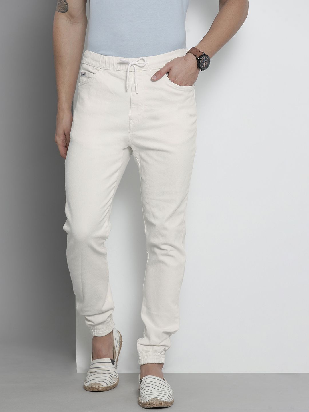 The Indian Garage Co Men White Slim Fit Jeans