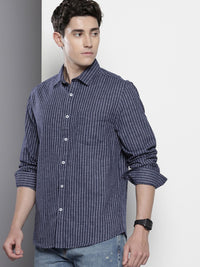 The Indian Garage Co Slim Fit Opaque Striped Casual Shirt