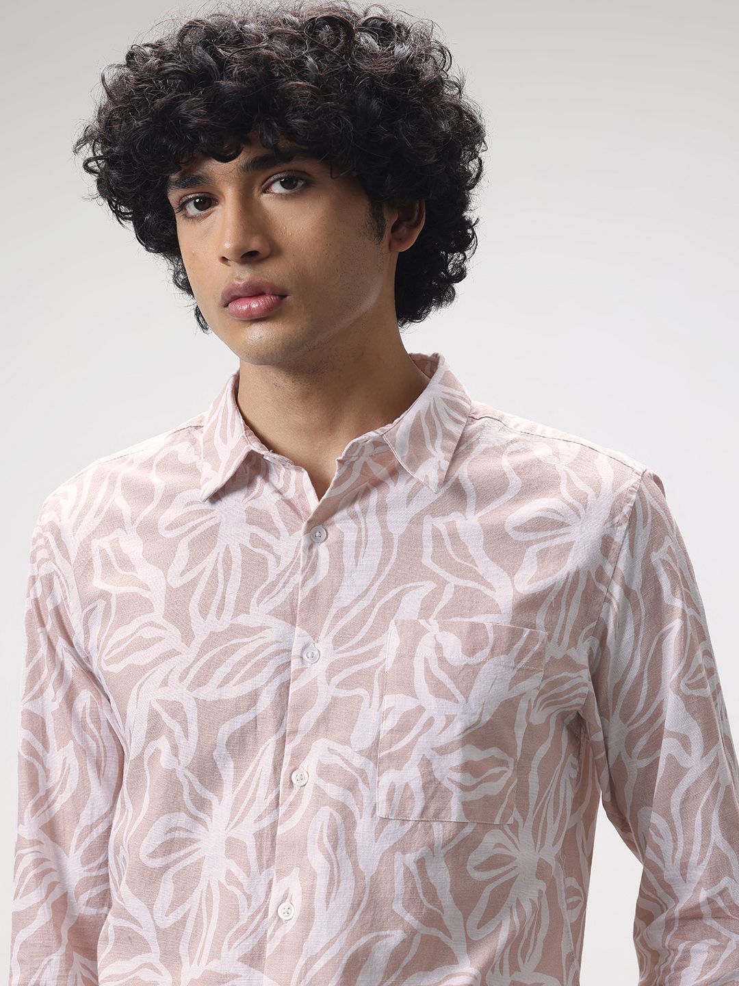 ether Floral Print Pure Cotton Longline Casual Shirt