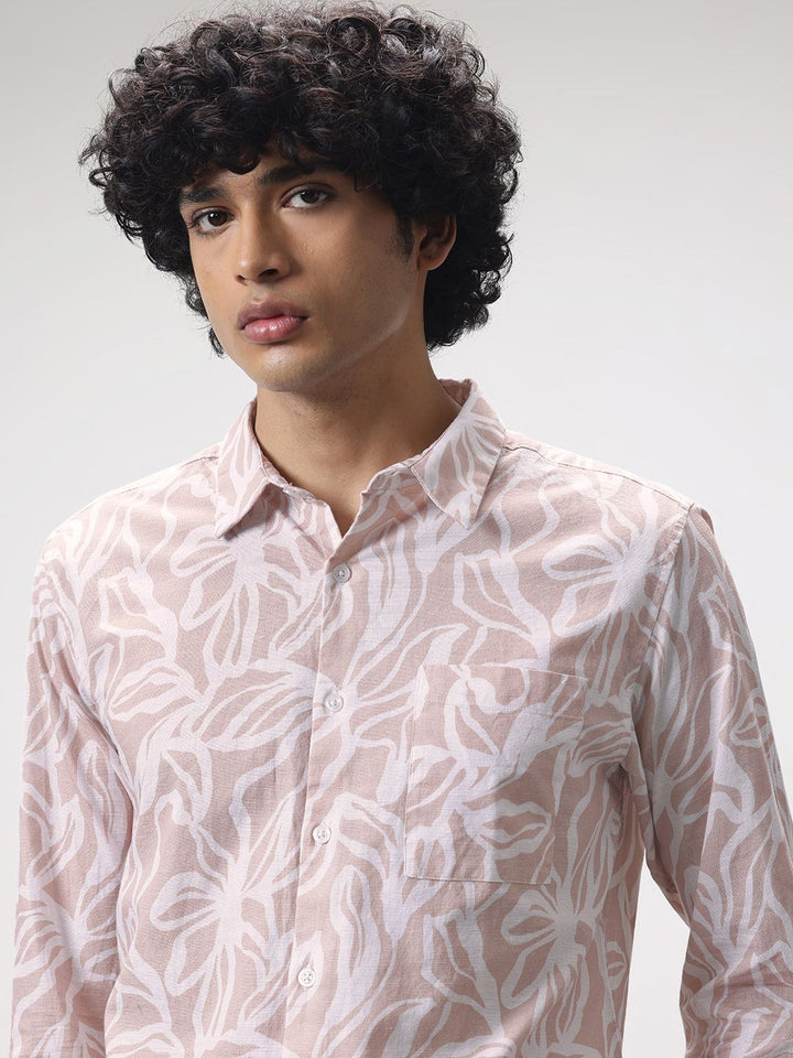 ether Floral Print Pure Cotton Longline Casual Shirt