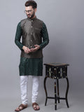 SOJANYA Ethnic Motifs Embroidered Sequinned Kurta With Churidar & With Nehru Jacket