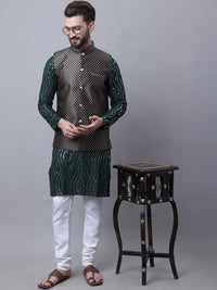 SOJANYA Ethnic Motifs Embroidered Sequinned Kurta With Churidar & With Nehru Jacket