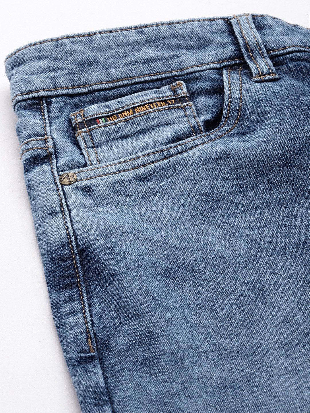 The Indian Garage Co Men Blue Slim Fit Light Fade Stretchable Jeans