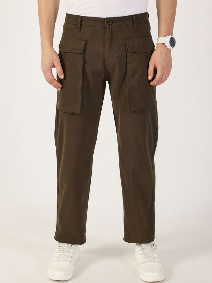 Thomas Scott Men Smart Regular Fit Cotton Mid-Rise Cargos Trousers