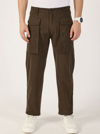 Thomas Scott Men Smart Regular Fit Cotton Mid-Rise Cargos Trousers