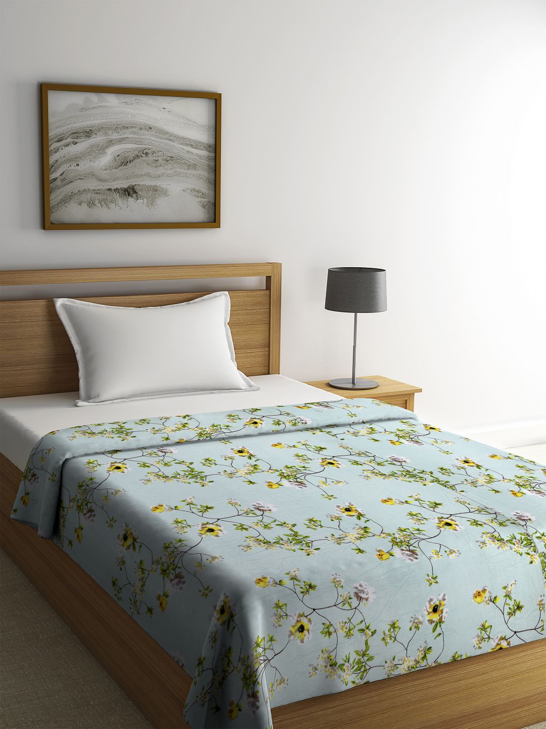 Cortina Turquoise Blue Ethnic Motifs AC Room 250 GSM Single Bed Blanket