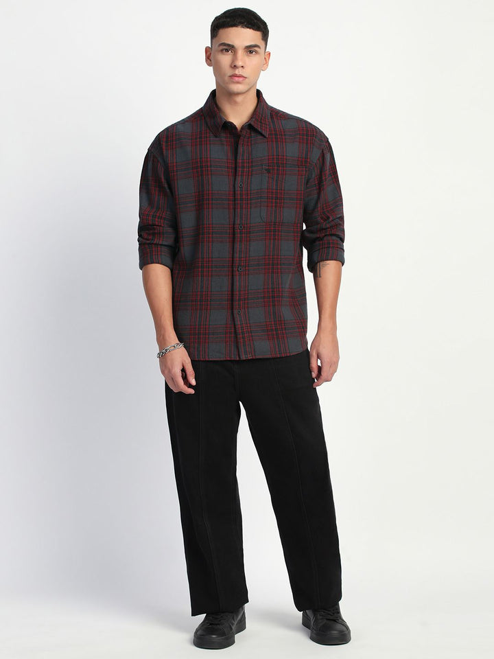 THE BEAR HOUSE Men Tartan Checks Opaque Cotton Relaxed Fit Casual Shirt