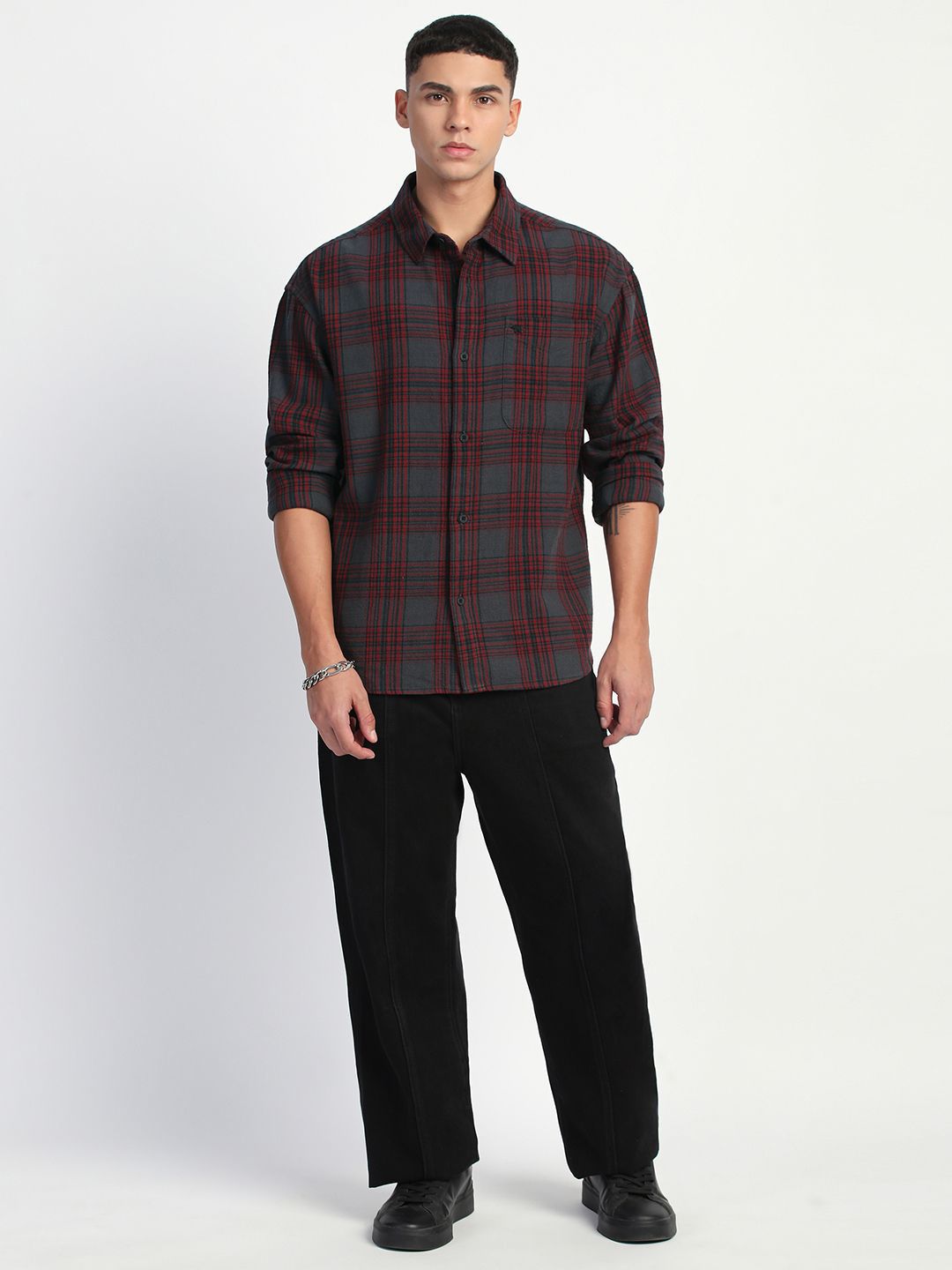 THE BEAR HOUSE Men Tartan Checks Opaque Cotton Relaxed Fit Casual Shirt