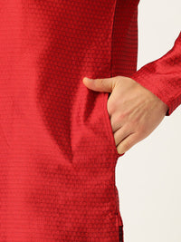 SOJANYA Lelaki Red Woven Design Straight Kurta