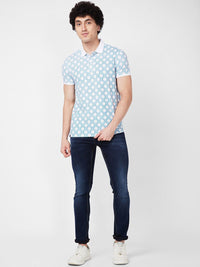 SPYKAR Geometric Printed Polo Collar Slim Fit T-shirt